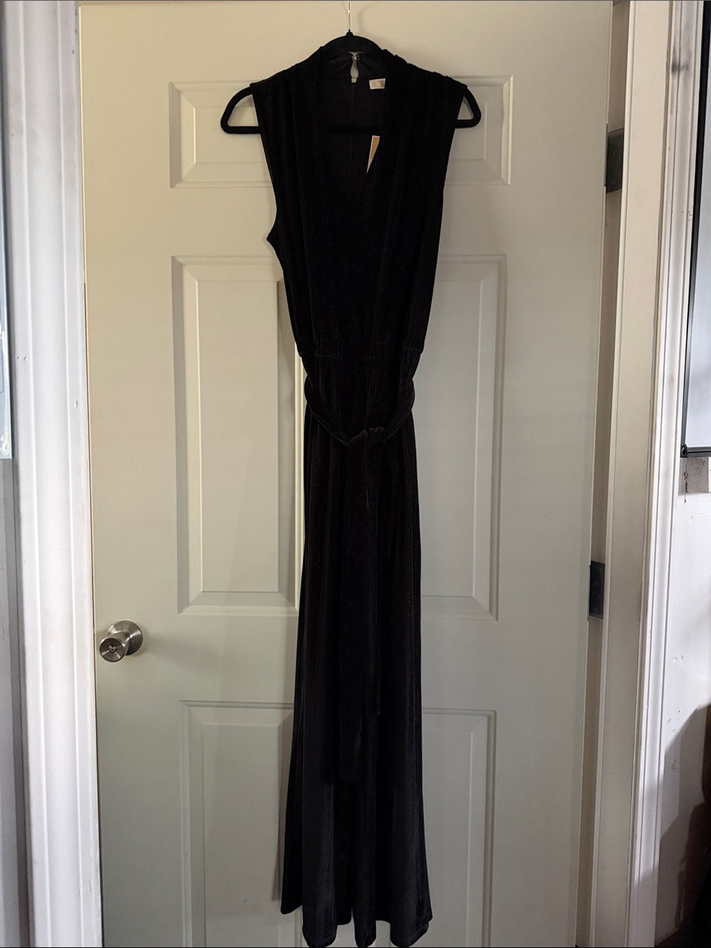 MICHAEL Michael Kors Black Sleeveless Jumpsuit with Waist Tie